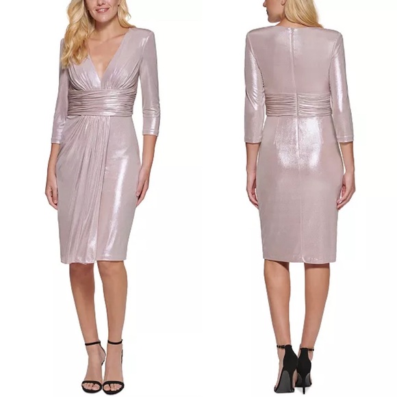 VINCE CAMUTO
Foil-Knit Midi Dress size 10 NWT rose blush metallic - Picture 4 of 7